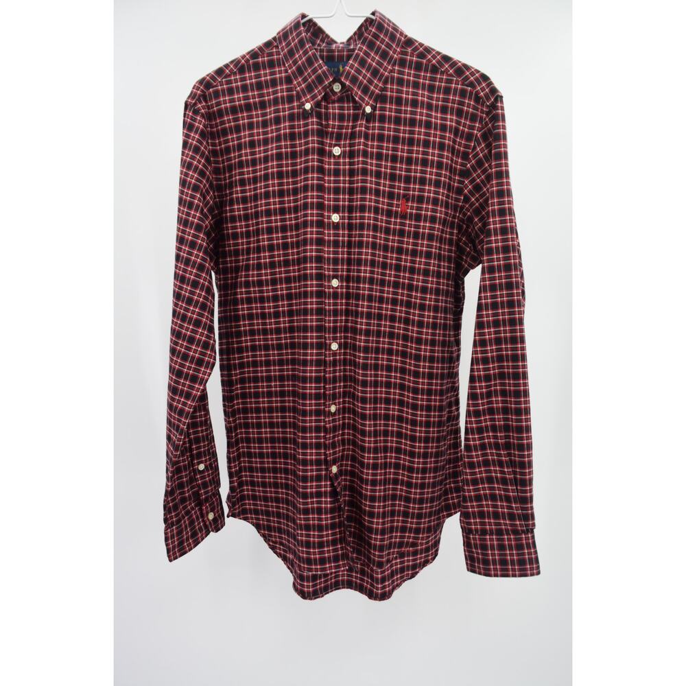 Ralph Lauren Red Black Plaid Button Down Long Sleeve Shirt Mens S